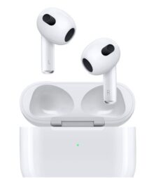 Outer ear Apple Airpods for wireless music listening