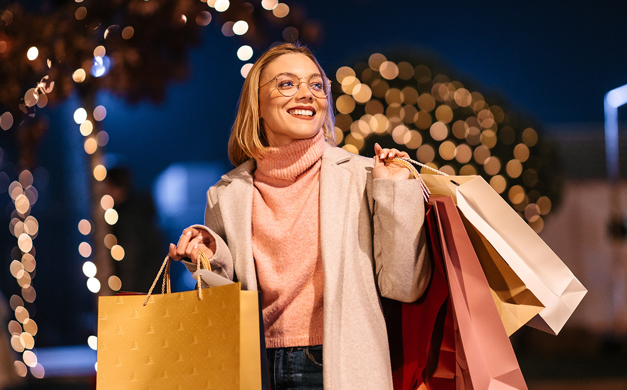 Woman holding gift bags