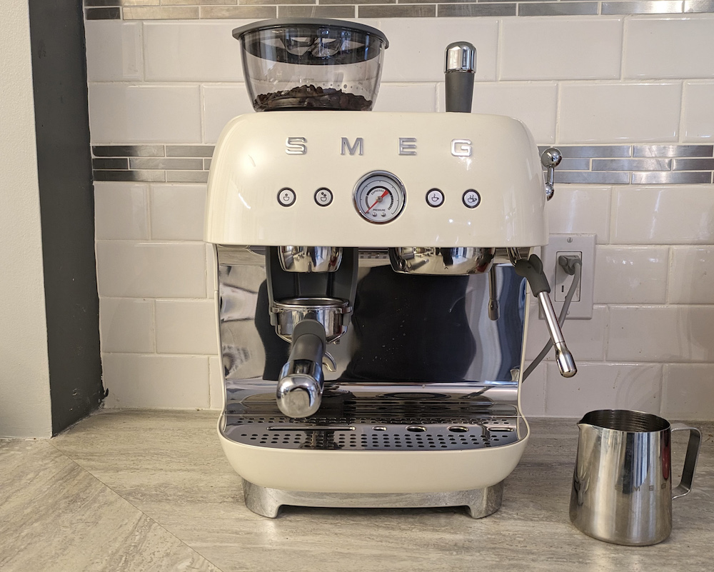 Smeg espresso machine in kitchen