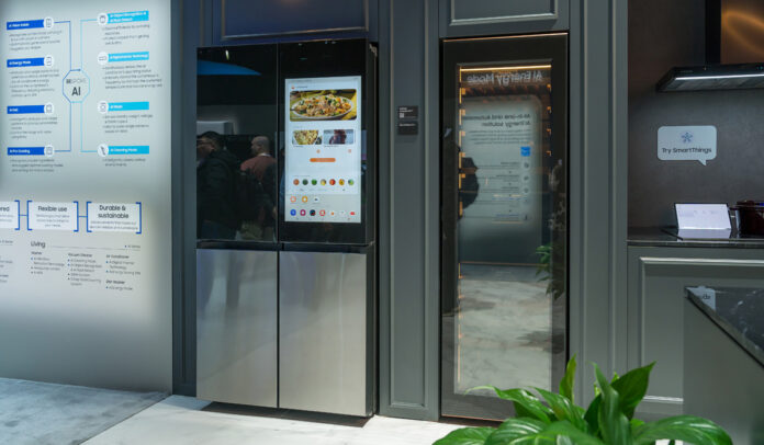 CES 2024 Samsung Creates AI Powered Bepoke Family Hub Fridge   Samsung Bespoke Family Hub Fridge Wide View 696x406 