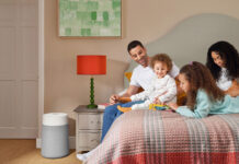 Family using air purifier