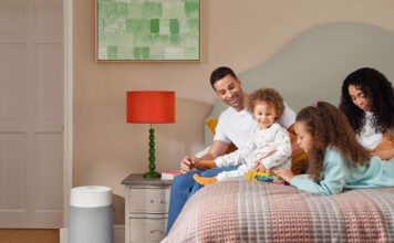 Family using air purifier