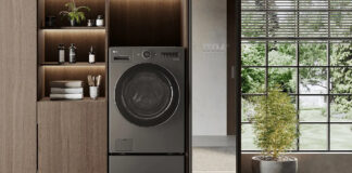 LG washer/dryer combo machine in a home