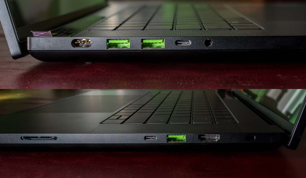 Razer Blade 16 showing all connectivity ports.