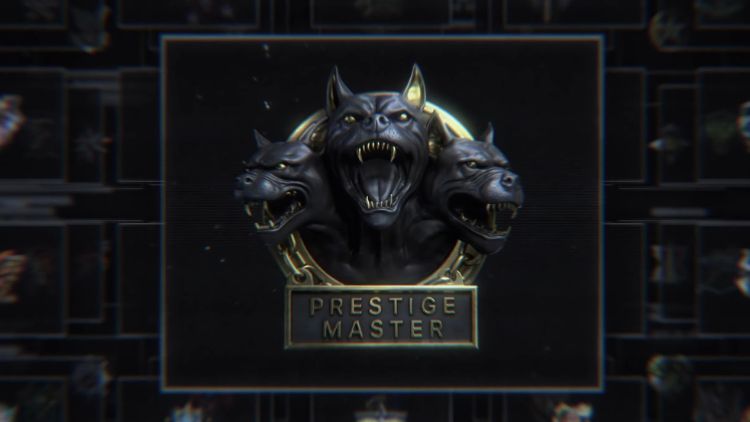 An image with three dog heads is a badge that says, Prestige Master.