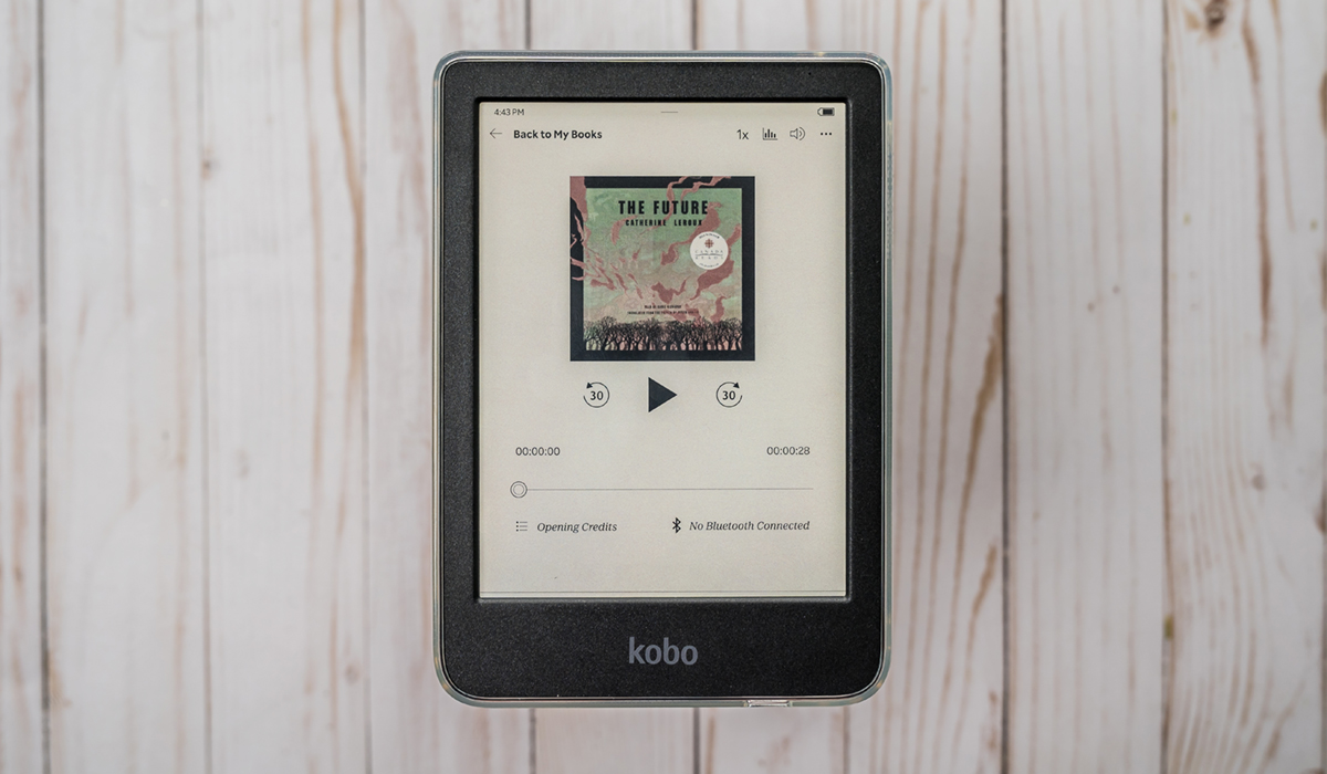 Looking at an audiobook on Kobo Clara Colour.