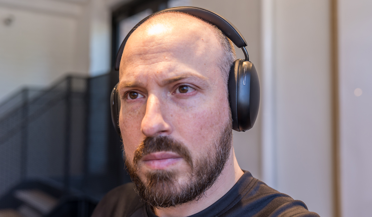 Wearing the Sonos Ace headphones from front view.