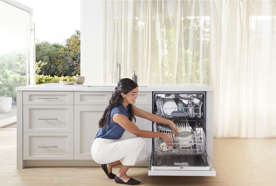 Bosch built-in dishwasher with woman