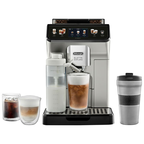 Machine à espresso automatique Eletta Explore de De'Longhi avec mousseur et moulin à café
