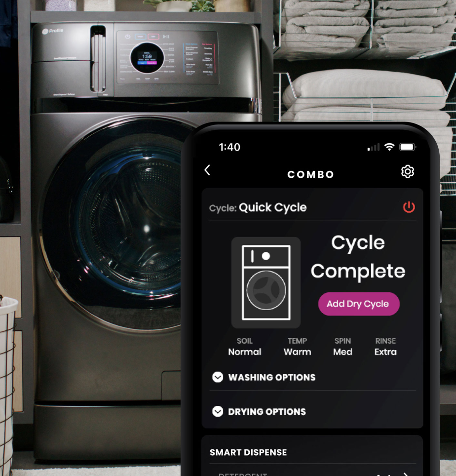 GE washer dryer combo app