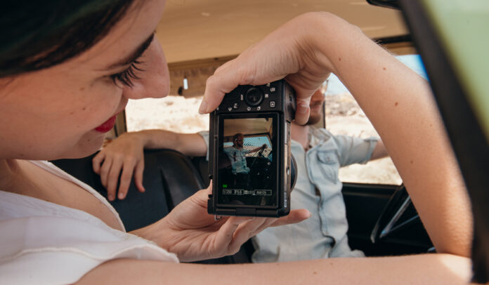 Capturing images with the Sony ZV-E10 II in upright orientation.