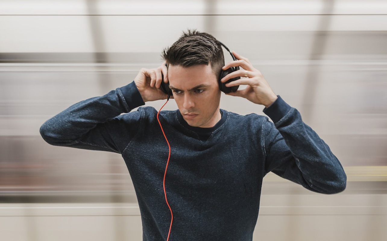 A man wearing headphones