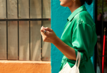 Woman wearing an Oura ring