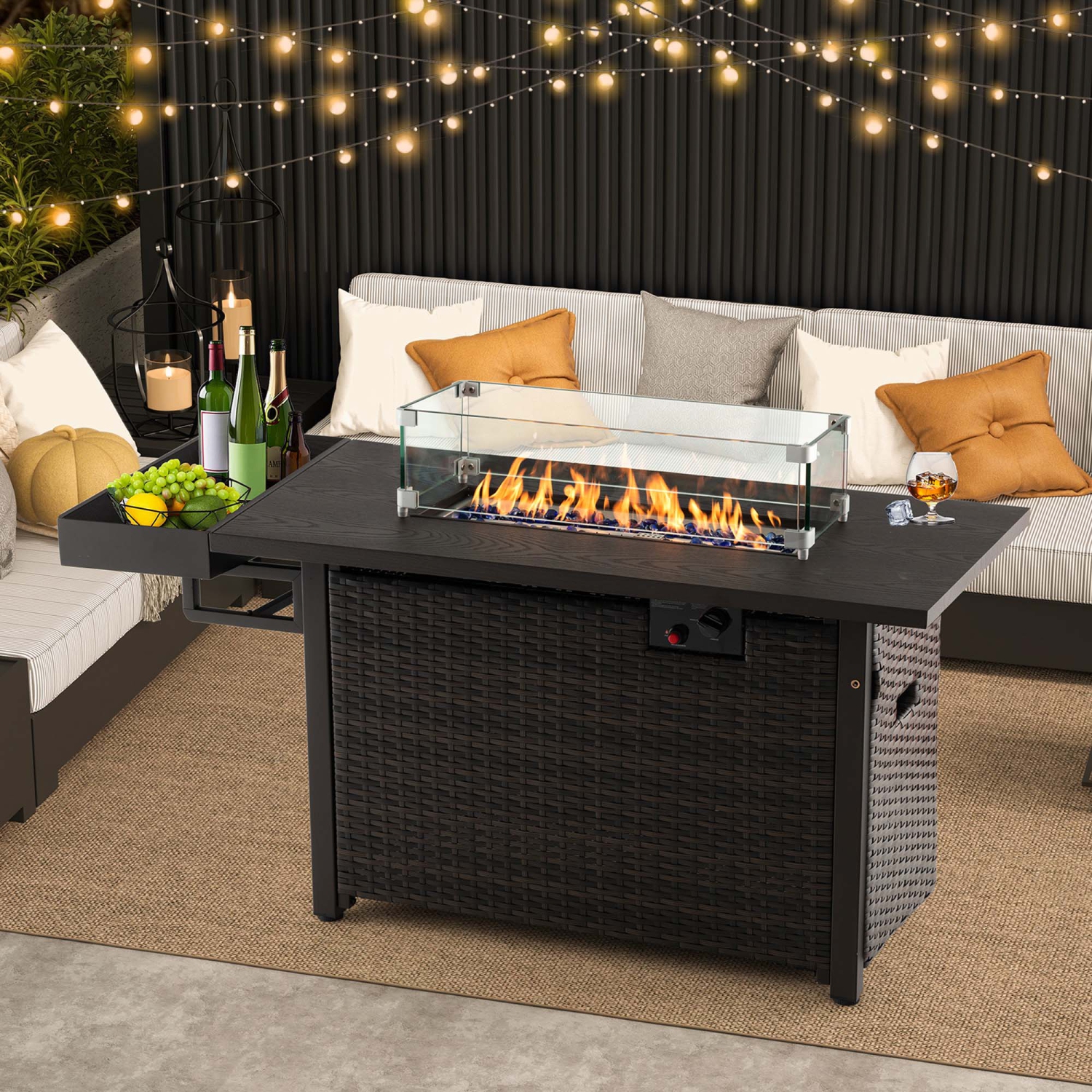 Costway Outdoor Gas Fire Pit Table Patio Propane Firepit with Cover 