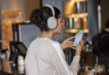 Woman wearing noise cancelling headphones