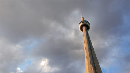 Example photo of CN Tower taken by DJI Neo drone.