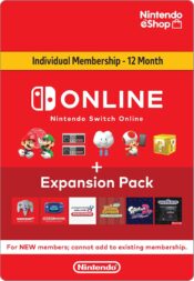 Nintendo Switch Online card is bright red.