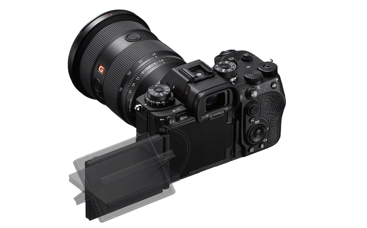 Sony Alpha 1 II camera with articulating screen.