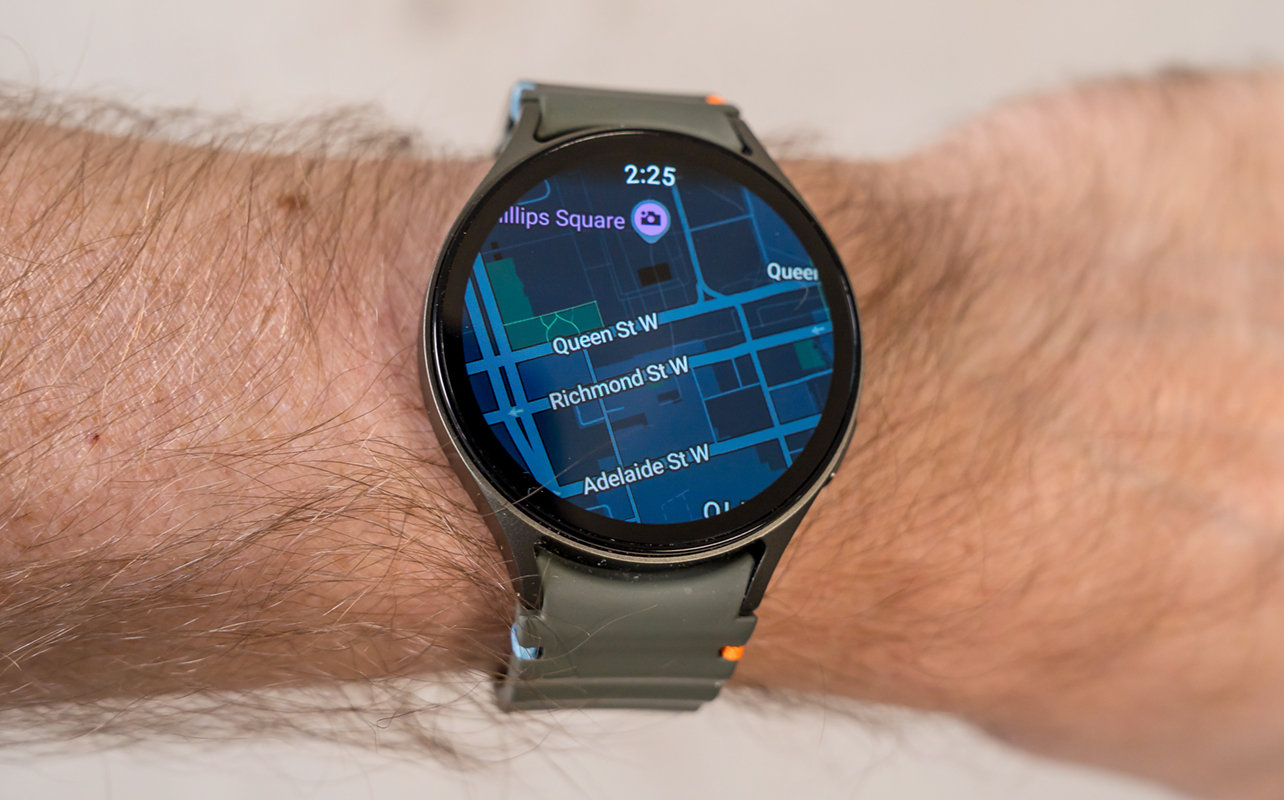 Google Maps open on Samsung Galaxy Watch7.