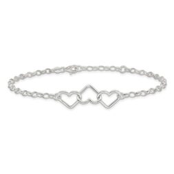 elegant heart anklet with a rolo link style, crafted from sterling silver