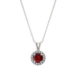 Birthstone necklace with 10K White Gold Garnet and Cubic Zirconia Pendant