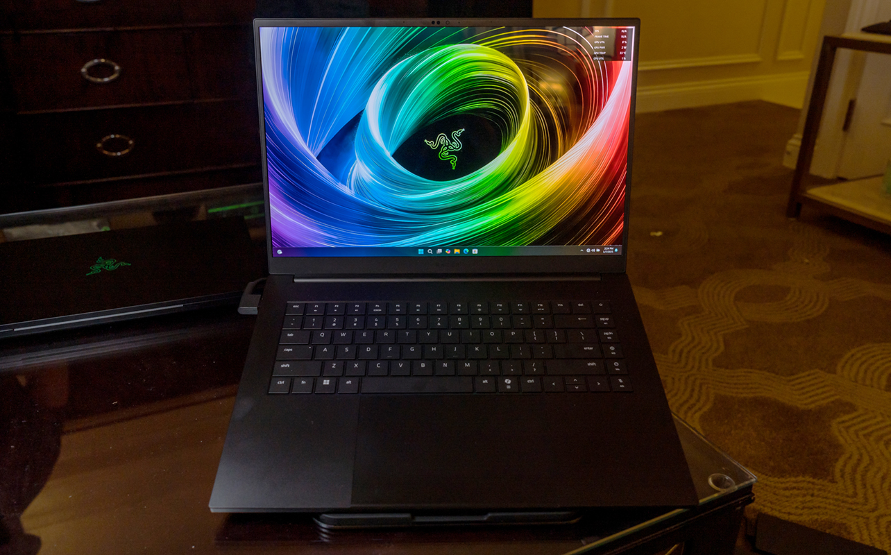 Razer Blade 16 (2025) solo on a table front view.