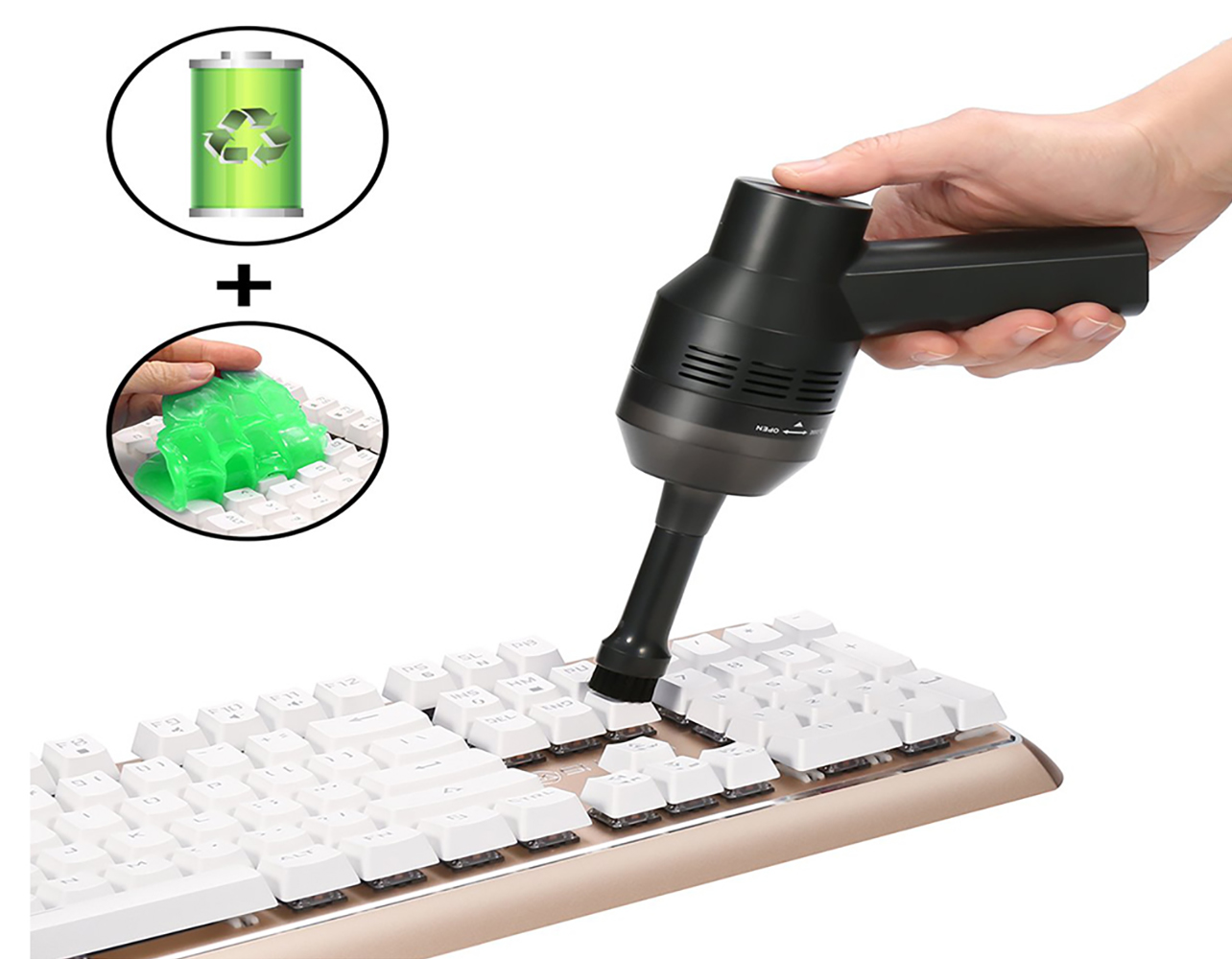 Keyboard Cleaner with Cleaning Gel, MECO Handheld Vacuum Cordless Mini Computer Vacuum Cleaner with Li-Battery