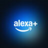 Alexa+ logo in white on blue and black background.