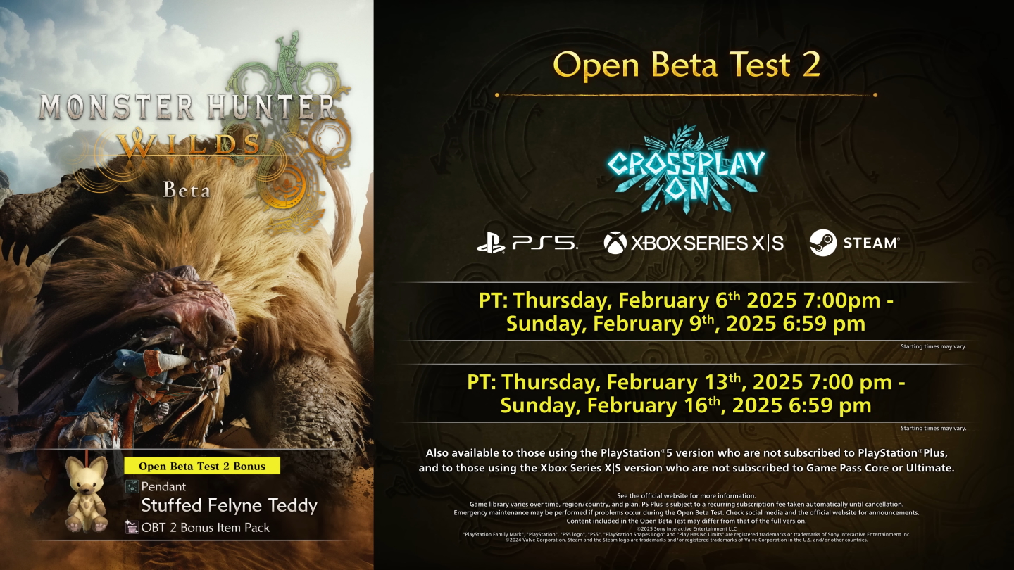 A graphic of the Monster Hunter Wilds Open Beta Test 2. 