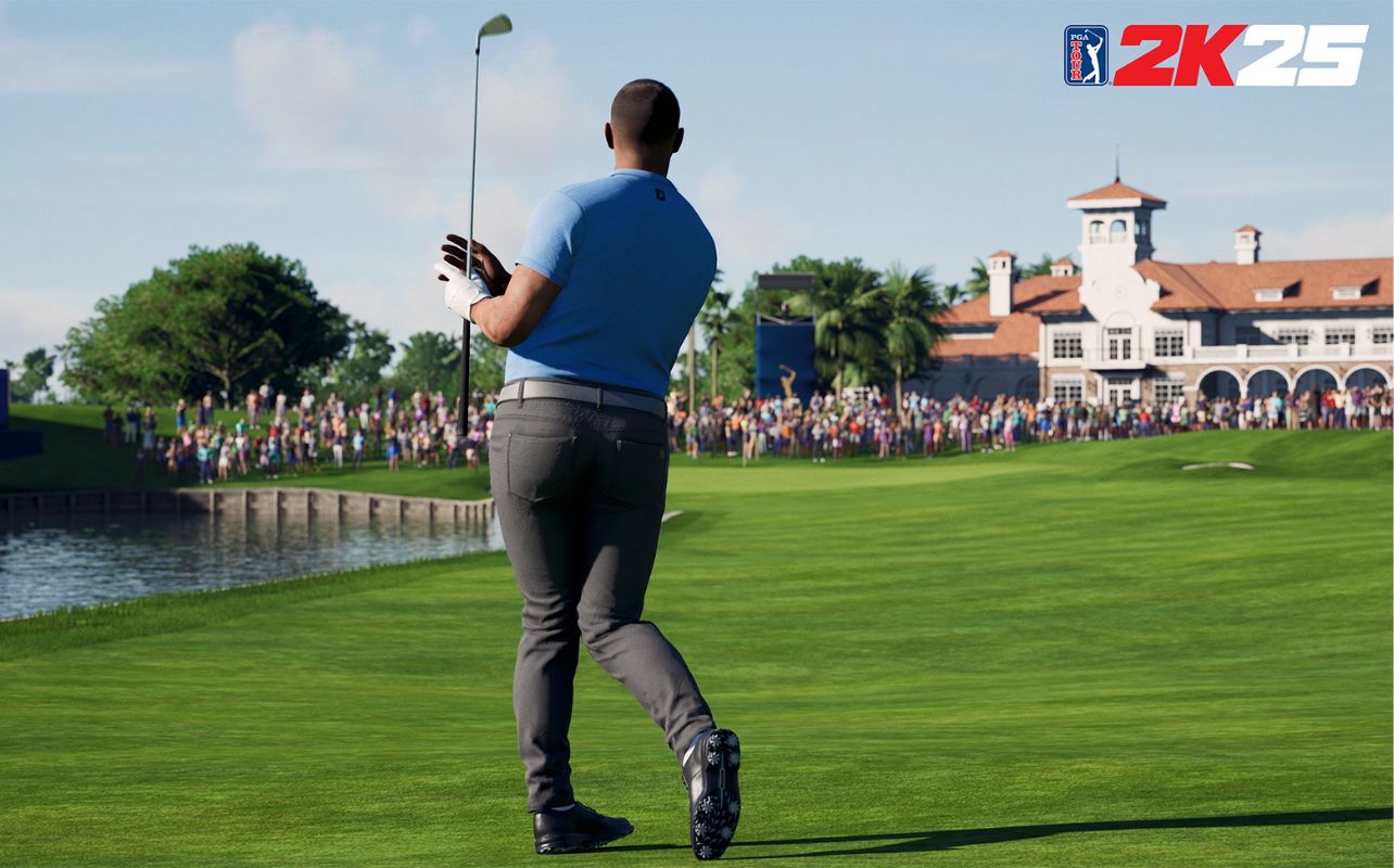 PGA Tour 2K25 is a screenshot showing off a player hitting a ball.