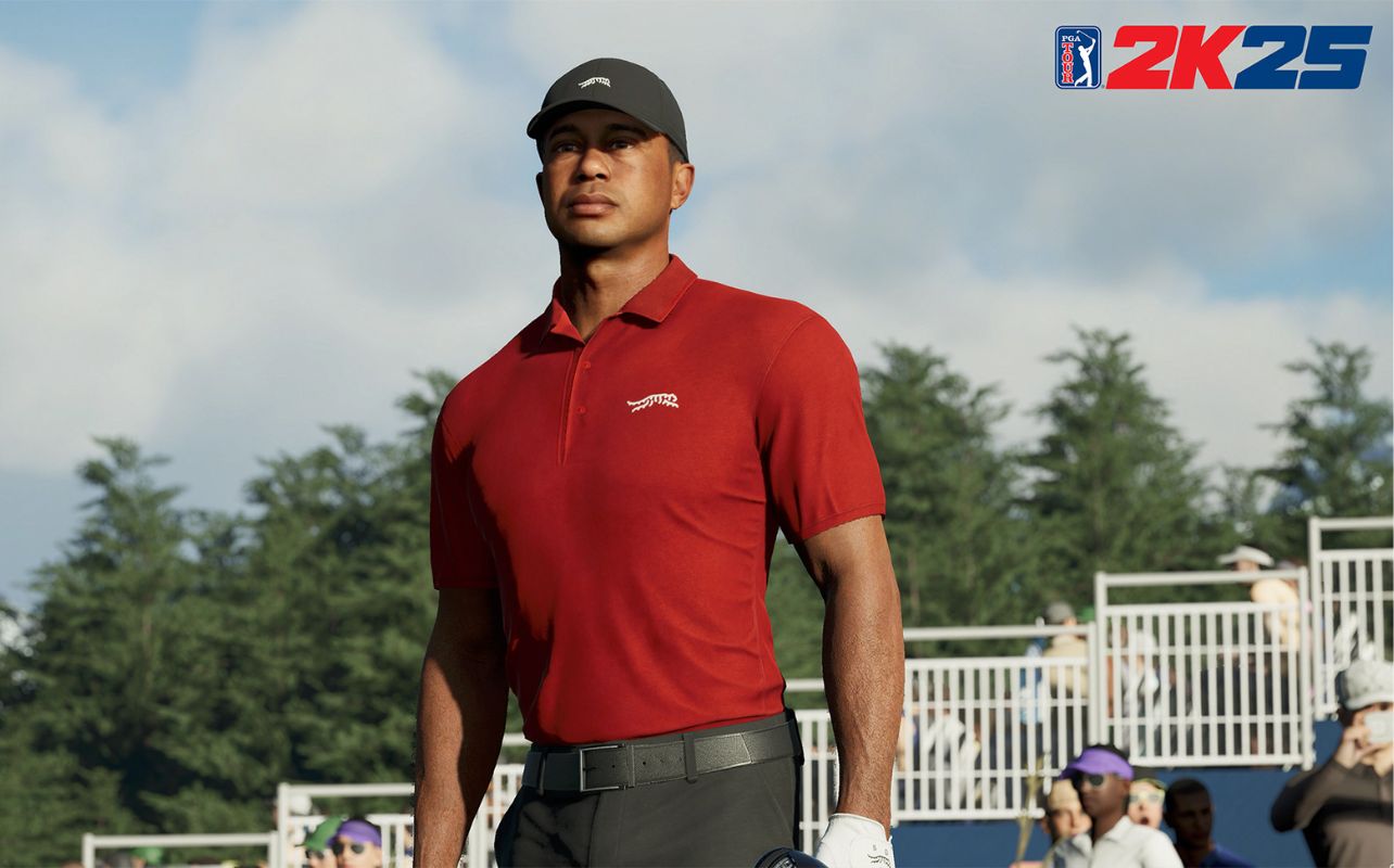 PGA Tour 2K25 a screenshot with Tiger Woods.