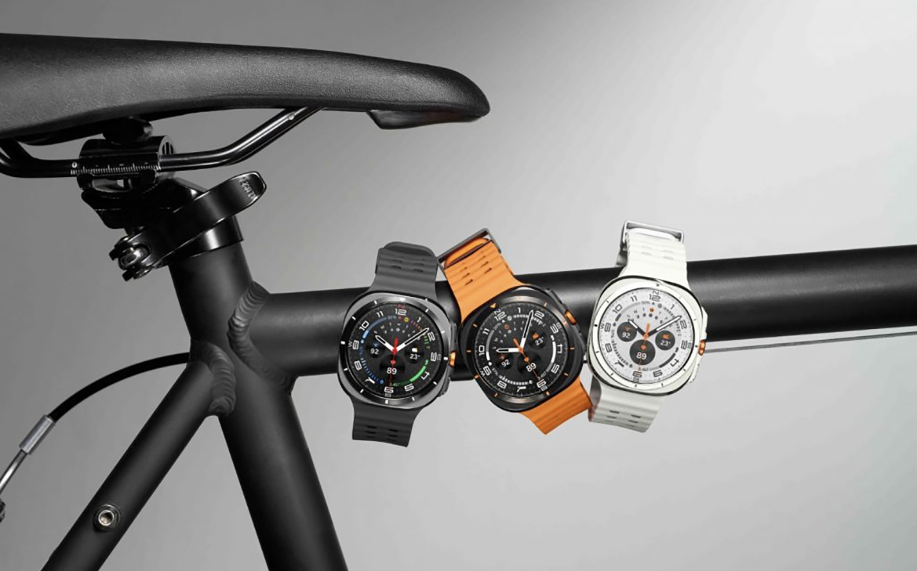 Samsung Galaxy Watch Ultra on bicycle frame