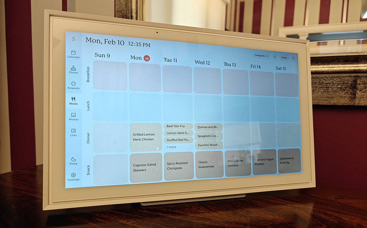 Skylight Touchscreen Calendar meal planning