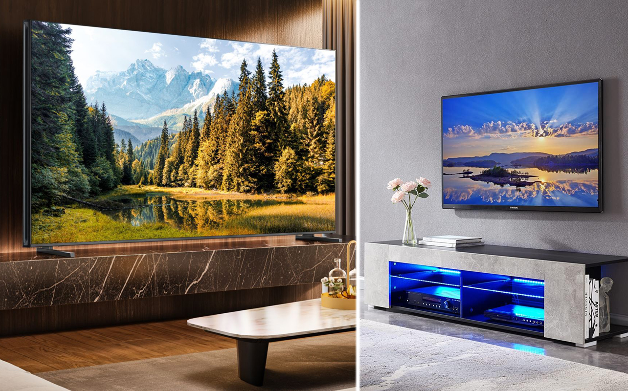 OLED and LED TV comparison in different rooms.