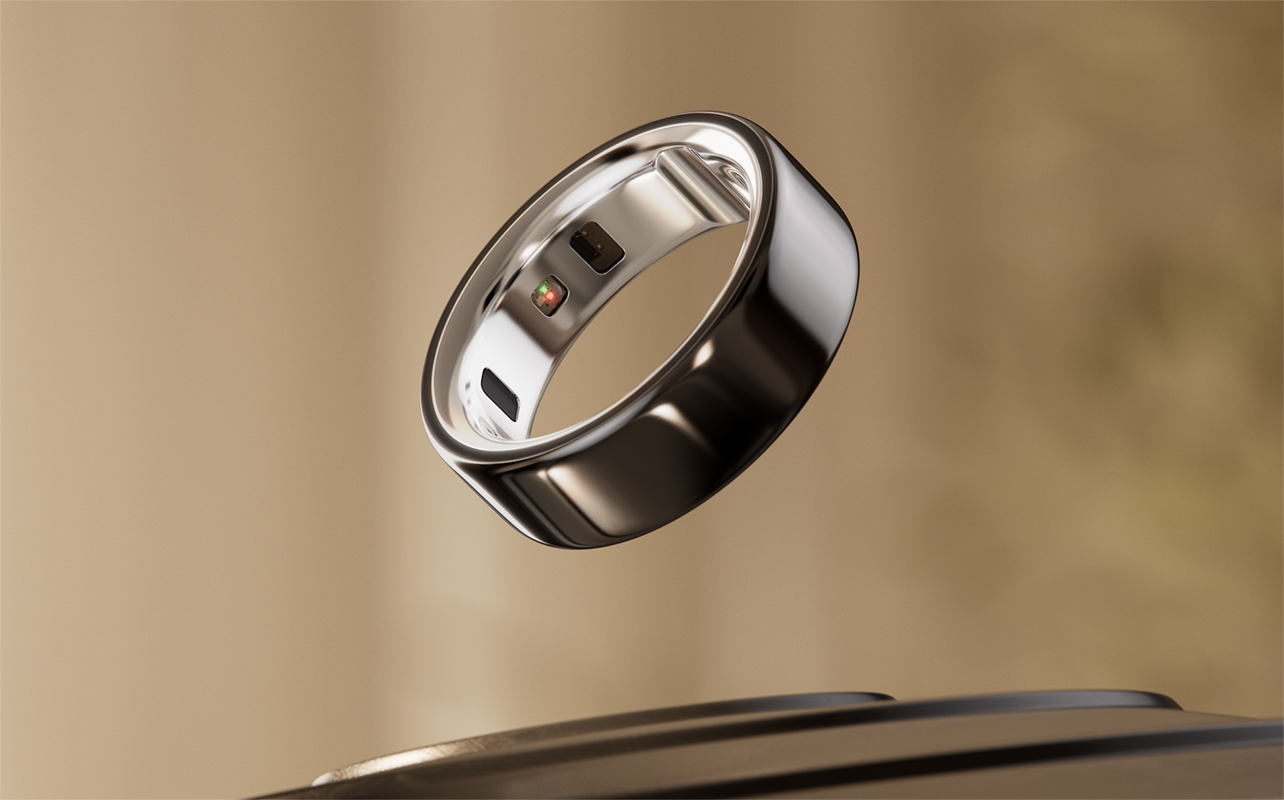 Oura Ring floating exposing sensors inside.