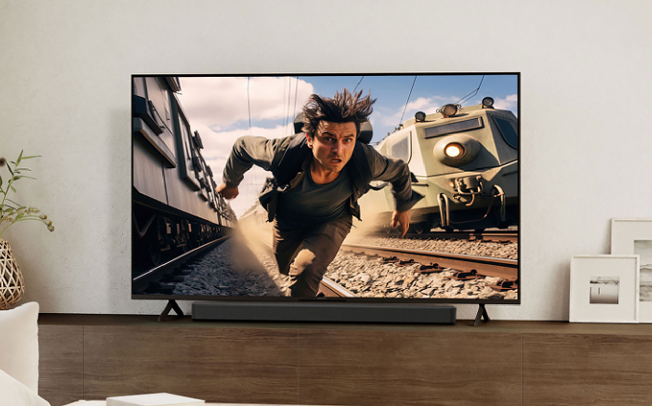 An action scene on a TV