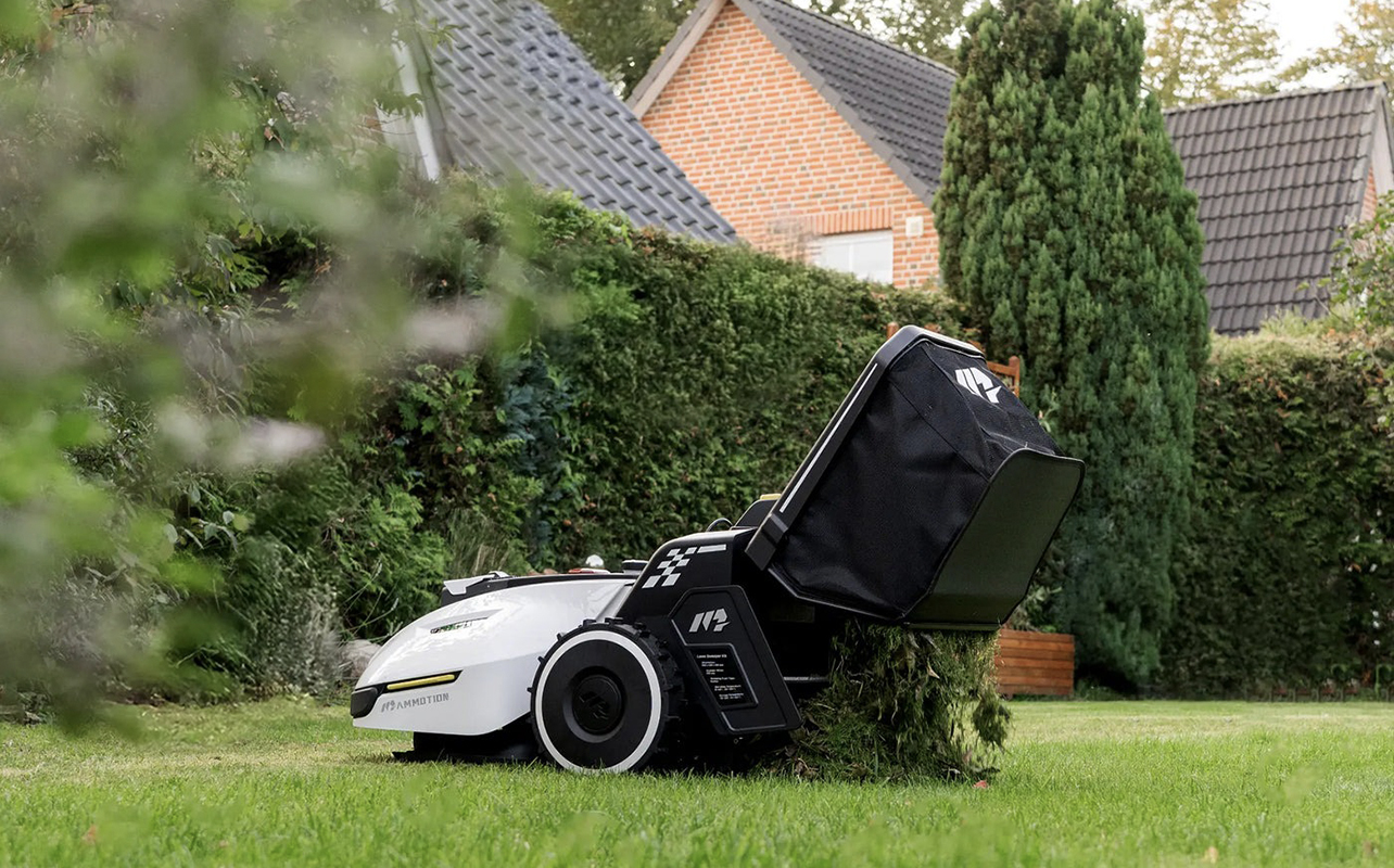 The Yuka robot lawnmower on grass.