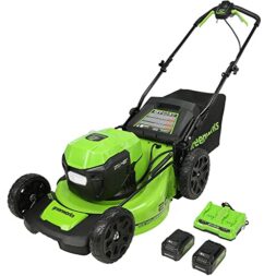 Greenworks 48V 20" Brushless Cordless Self-Propelled Lawn Mower, (2) 5.0Ah USB Batteries (USB Hub) and Dual Port Rapid Charger Included (2 x 24V)
