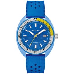 fathers day watch gift: Bulova Mens Snorkel Quartz Watch 41mm Blue Hybrid-Ceramic Case Blue HNBR Rubber Strap with Blue Dial (98B445)