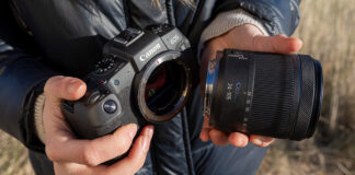 Canon camera with lens unattached.