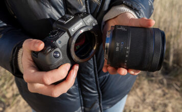 Canon camera with lens unattached.