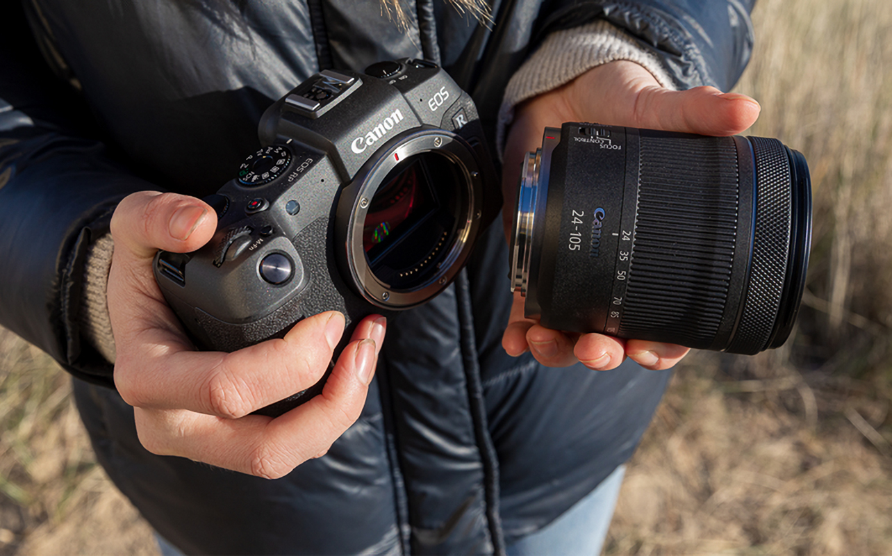 Canon camera with lens unattached.
