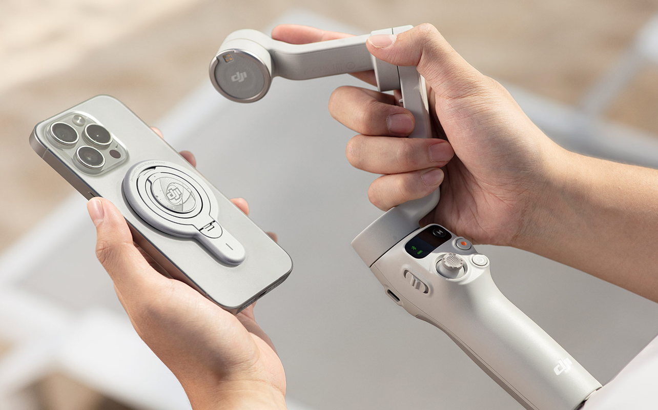 Attaching an iPhone to a DJI gimbal.