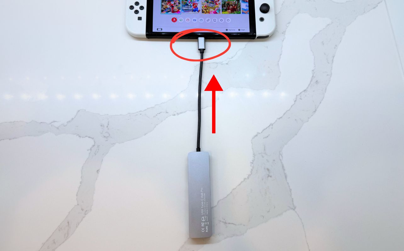 The hub attached to the bottom of the Switch.