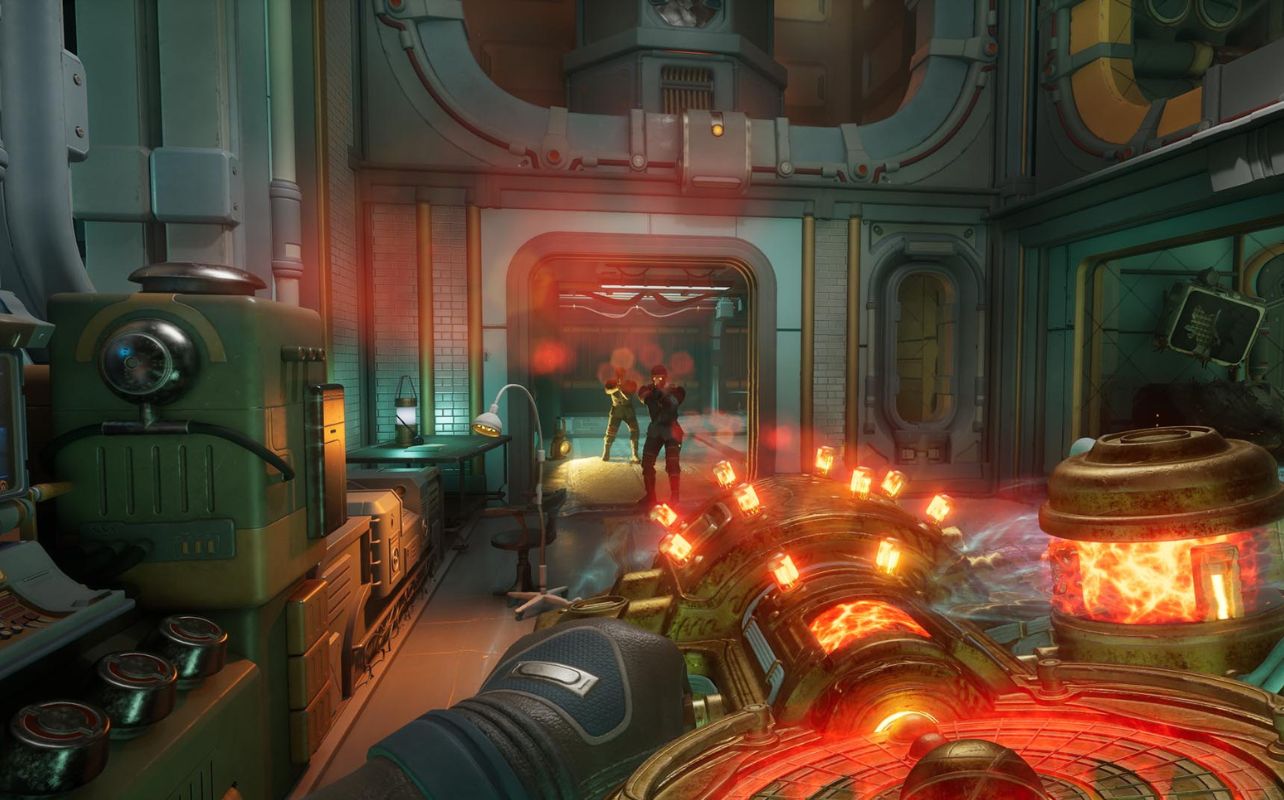 Capture d'écran de combat dans The Outer Wilds 2 affichant de grosses armes à feu