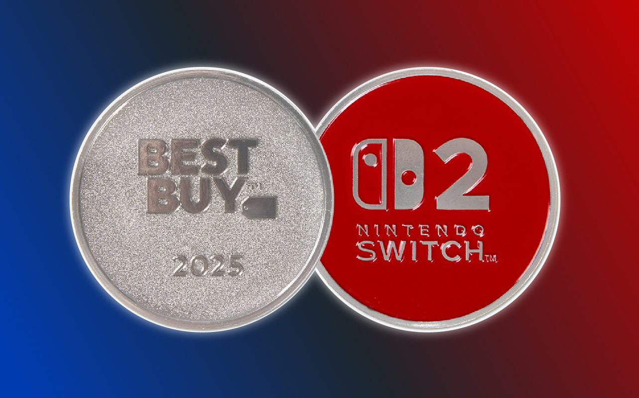 Nintendo collectible coin available at select Best Buy stores during the demo event only.