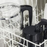A Hamilton Beach coffee carafe in a dishwasher.