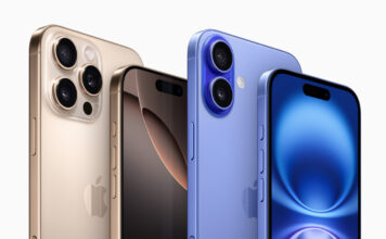 iPhone 16 and iPhone 16 Pro next to each other on white background.