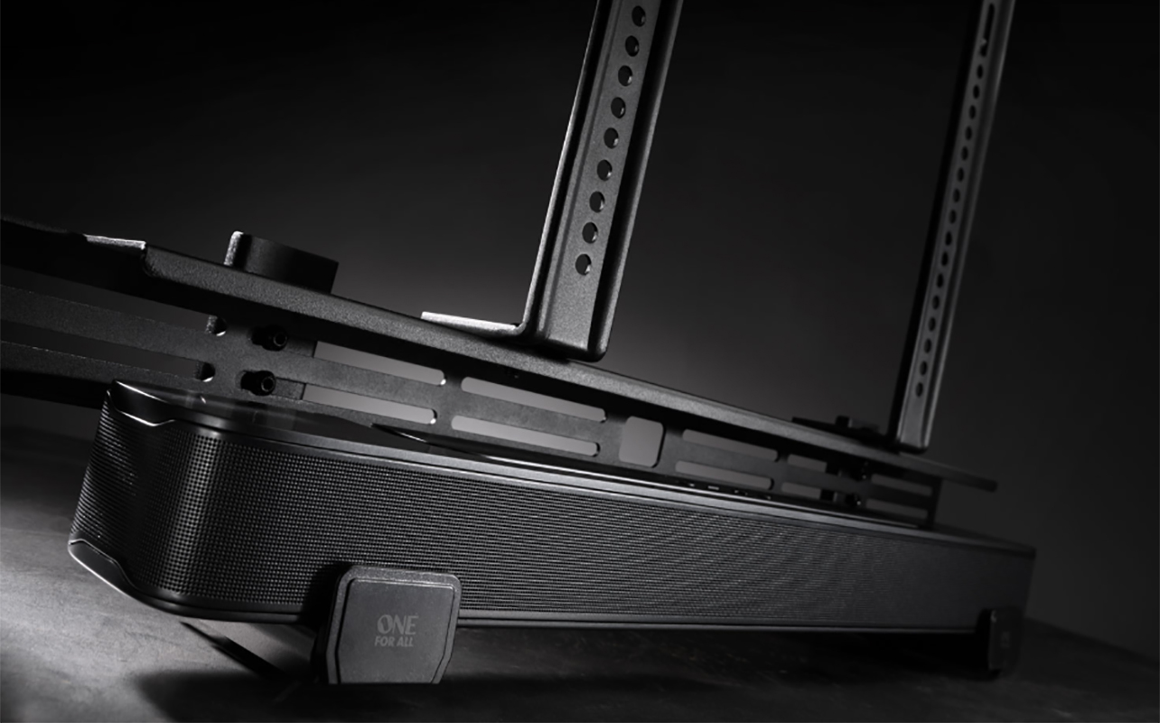 A One for All universal soundbar mount.