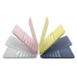 Apple MacBook Neo in its various colours.